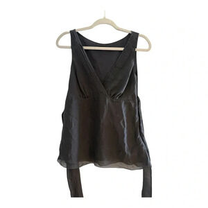 The Limited 100% Silk Gray Babydoll V Neck Tank Top Blouse Size Small